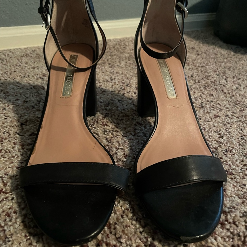 Audrey Brooke Black Ankle Strap Heels Classy Elegant - Picture 4 of 10